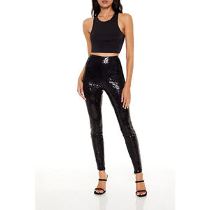 Forever 21 Black Sequin Pants Sparkle Party Y2K Disco Glam Large